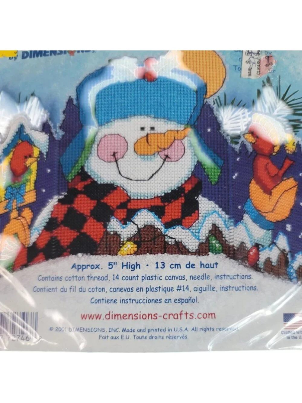 Dimensions Whimsies Counted Cross Stitich Kit Snowman with Birds #72746 2001 NEW